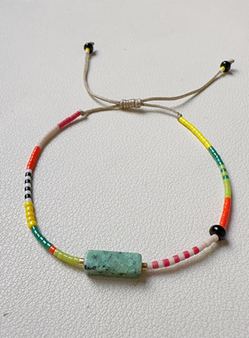 MLGM小众ins风彩色天然石米珠手链细手串个性时尚女闺蜜手链包邮