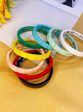 RA同款合金搪瓷烤漆彩纯色手链女ins美国小众饰品百搭叠戴款手串