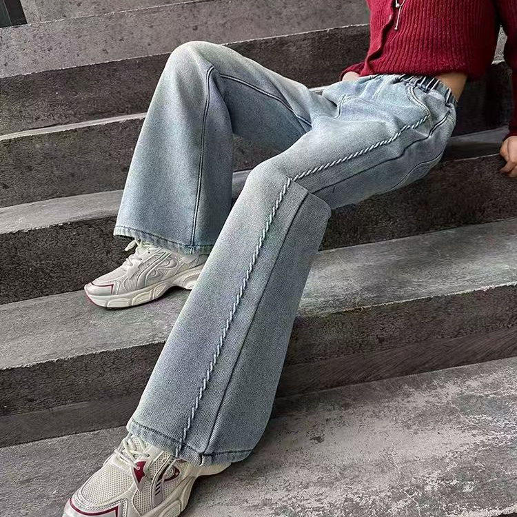 女童牛仔裤春2025新款儿童韩版阔腿裤小女孩长裤中大童休闲喇叭裤,淘宝优惠券,粉丝福利购,淘宝优惠卷