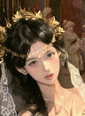 希腊女神异域风金色叶子发箍发饰