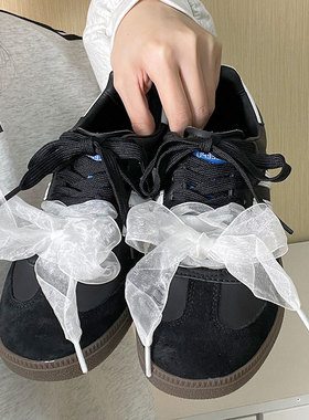 丝绸鞋带白色宽超薄帆布鞋女