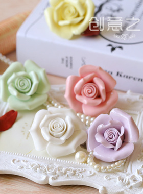创意恬静陶瓷玫瑰花朵网店珠宝
