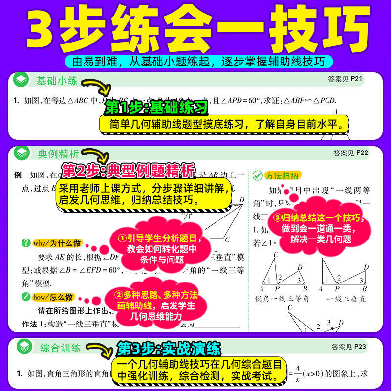 2024万唯中考数学几何辅助线 通用版 初中数学函数专项训练 初一二三练习册七八九年级几何模型大全解题方法万维中考官方旗舰店 - 图2