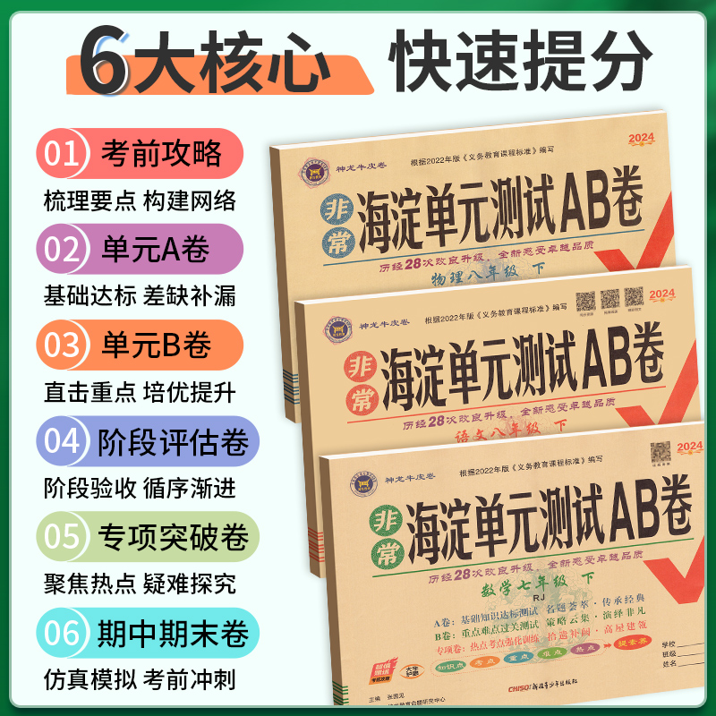 2024非常海淀单元测试AB卷七年级下册期中期末试卷测试卷全套八九上册数学英语历史地理生物人教版北师大外研青岛初中初一上二海定 - 图2