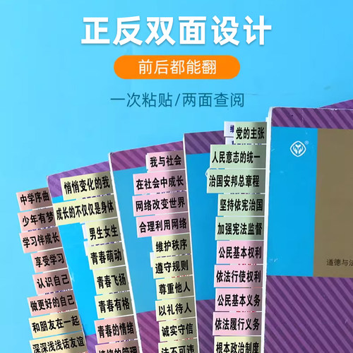 2026初中政治历史目录标签贴考点速查标签道德与法治贴纸粘性强小条七八九年级小四门生物地理初 二一三便签贴纸中考速查索引纸 - 图1