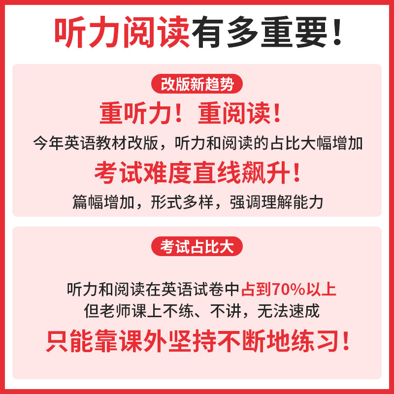 英语阅读理解专项训练三四五六年级上下册小学生一本听力100篇练习册强化训练一百篇每日一练2027版语文真题80篇小升初全新课外书