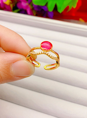 抖音爆款越南沙金戒指微镶钻皇冠