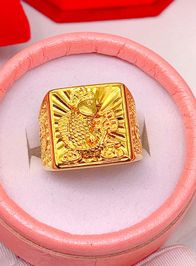 新款镀黄金色戒指男非足金