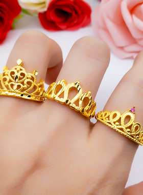 新款戒指情侣铜镀金皇冠久不掉色