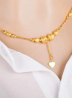 仿真黄金项链女镀黄金色女士项坠时尚锁骨链沙金饰品首饰久不褪色