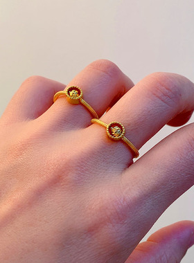 女黄铜镀金饰品时来运转转运戒指