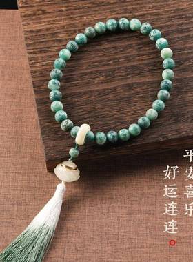 天然原生态白玉菩提渐变手串男女单圈菩提根盘玩文玩手持禅意念珠