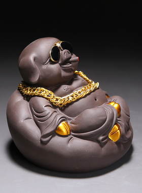 社会猪紫砂招财车载桌面家居摆件