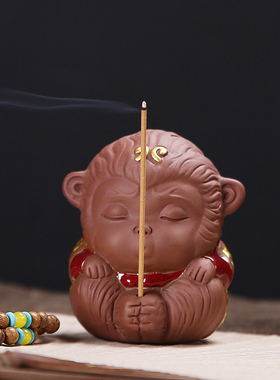 小灵猴紫砂办公室摆件家居饰品