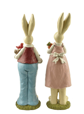 简约美式彩绘情侣兔子装饰动物摆件设橱窗店铺装饰品圣诞节日礼物