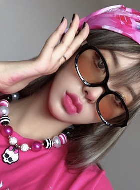 scandium椭圆型双色浅框架墨镜