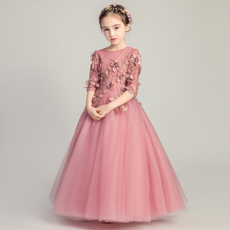 儿童晚礼服公主裙女童婚纱小花童蓬蓬纱主持人钢琴表演服长袖轻奢,淘宝优惠券,粉丝福利购,淘宝优惠卷