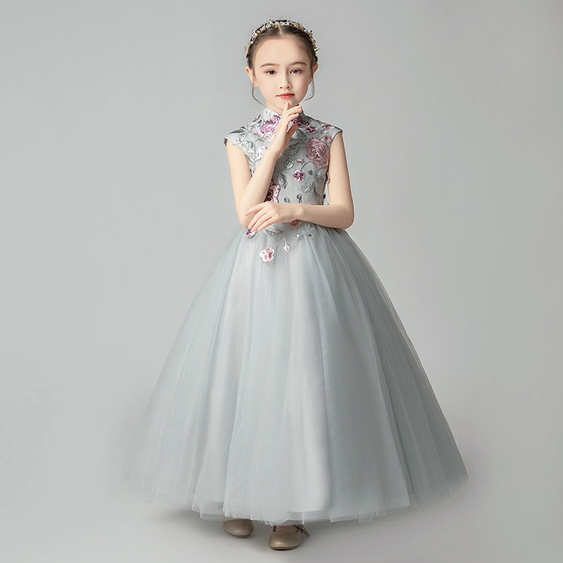 儿童晚礼服公主裙中国风女童小花童婚纱长款主持人模特走秀演出服,淘宝优惠券,粉丝福利购,淘宝优惠卷