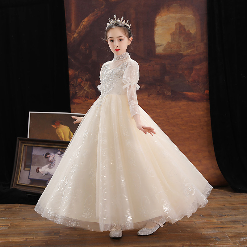 女童晚礼服儿童公主裙小孩花童婚纱轻奢长袖主持人钢琴演出服轻奢,淘宝优惠券,粉丝福利购,淘宝优惠卷