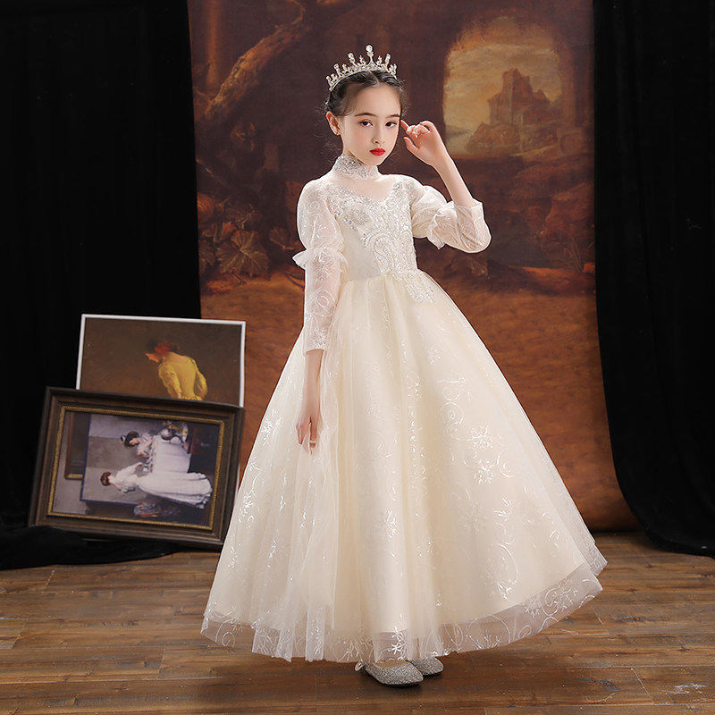 女童晚礼服儿童公主裙小孩花童婚纱轻奢长袖主持人钢琴演出服轻奢,淘宝优惠券,粉丝福利购,淘宝优惠卷