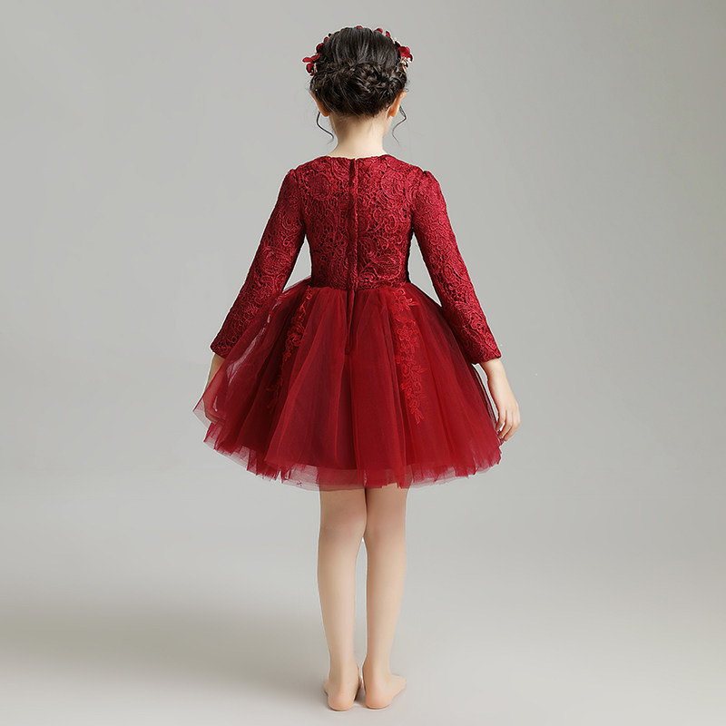 女童公主裙蓬蓬纱儿童晚礼服婚纱小花童主持人长袖演出服加绒洋气,淘宝优惠券,粉丝福利购,淘宝优惠卷