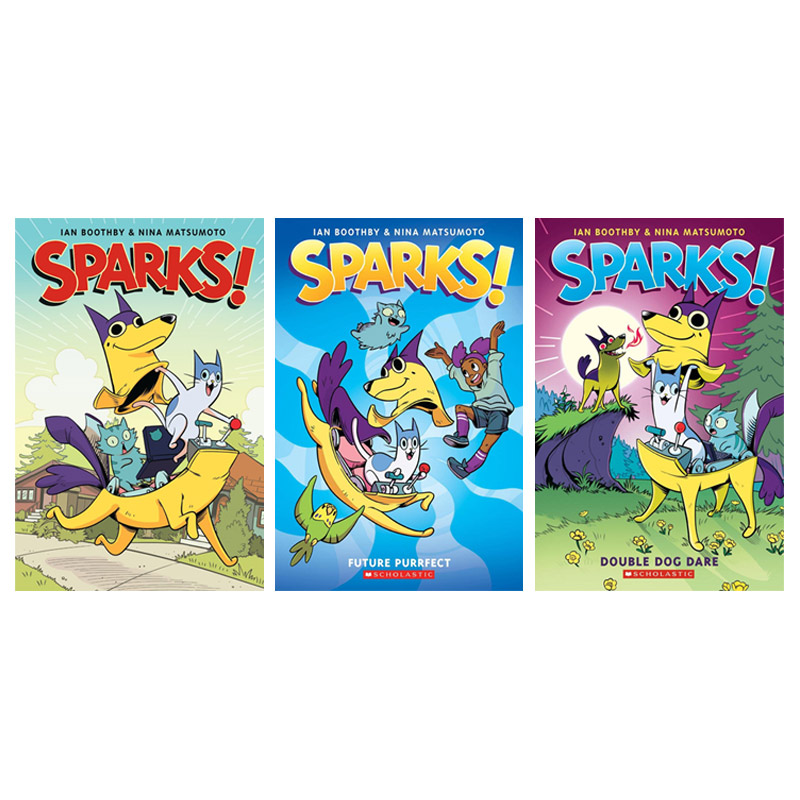 英文原版 Sparks火花系列Sparks! Double Dog Dare/Sparks! 3册 少儿桥梁漫画幽默故事 中小学生课外阅读读物书籍 正版进口童书 - 图0