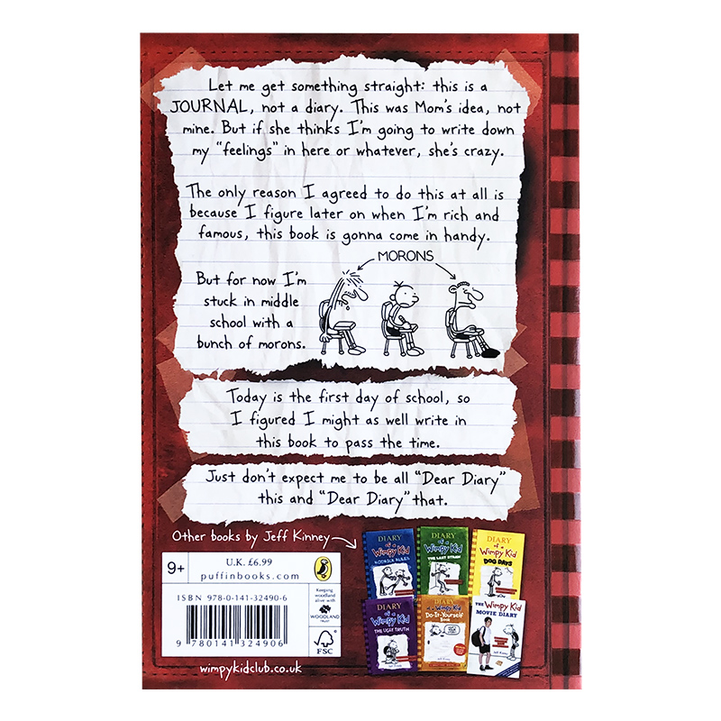 155元8件 小屁孩日记1小鬼日记1册Diary of a Wimpy Kid1英文原版小说Jeff Kinney杰夫金尼儿童文学小说正版纯英文原版绘本漫画书