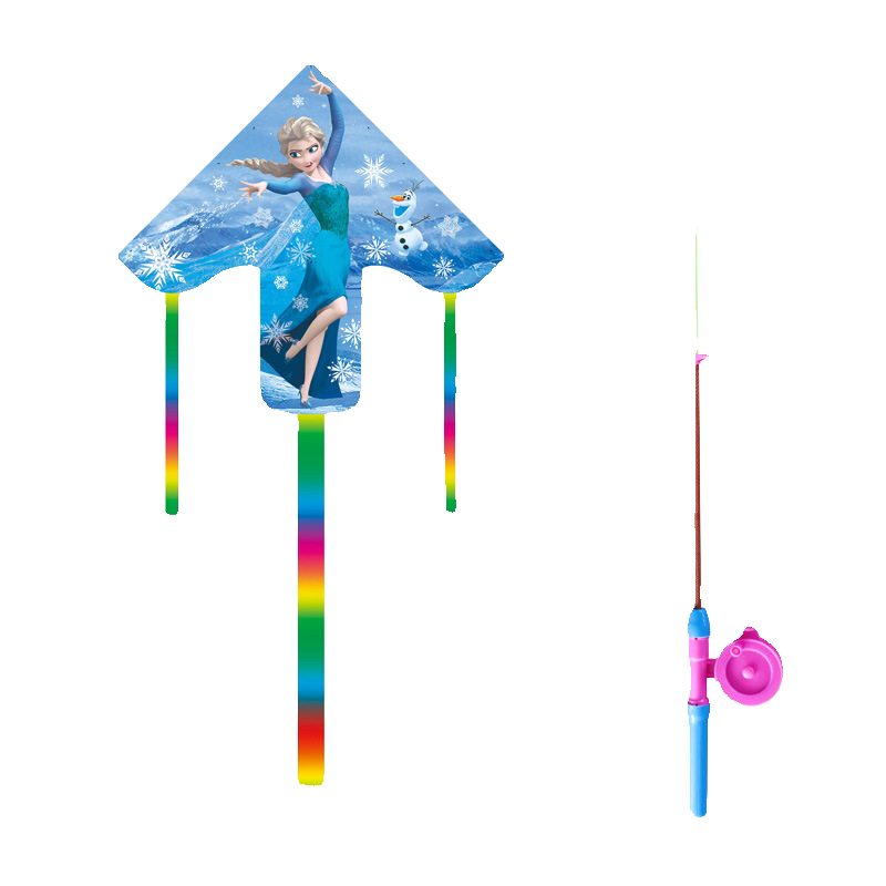 新款儿童手持鱼竿风筝微风易飞网红广场地摊溜娃亲子户外塑料风筝 - 图3