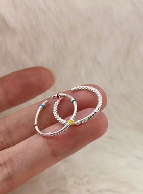 s925银彩虹锆石戒指女简约小巧