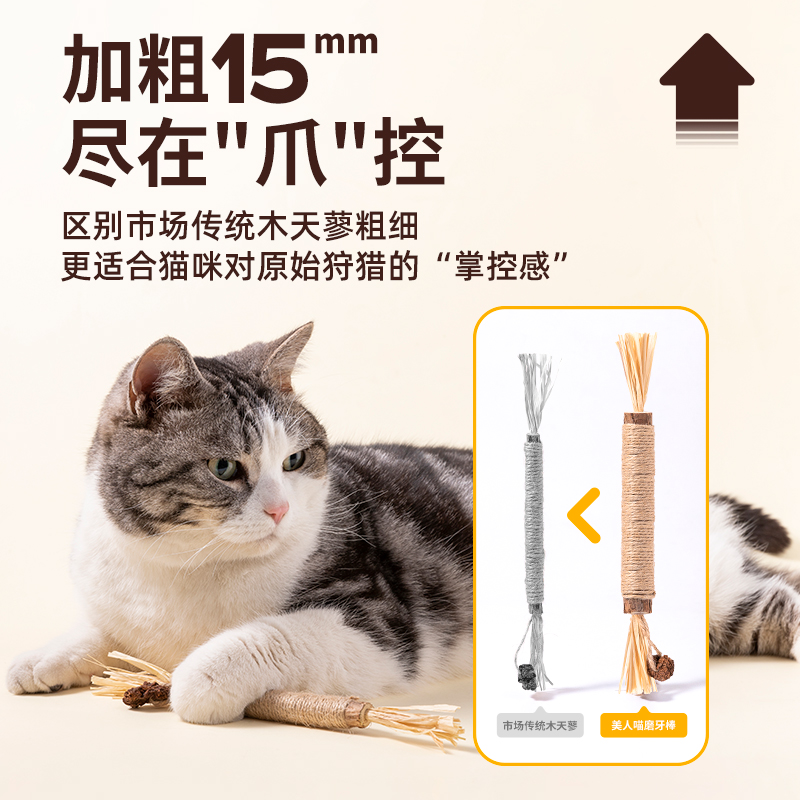 猫咪磨牙棒猫玩具自嗨解闷木天蓼猫薄荷球磨牙小猫逗猫棒宠物用品 - 图1