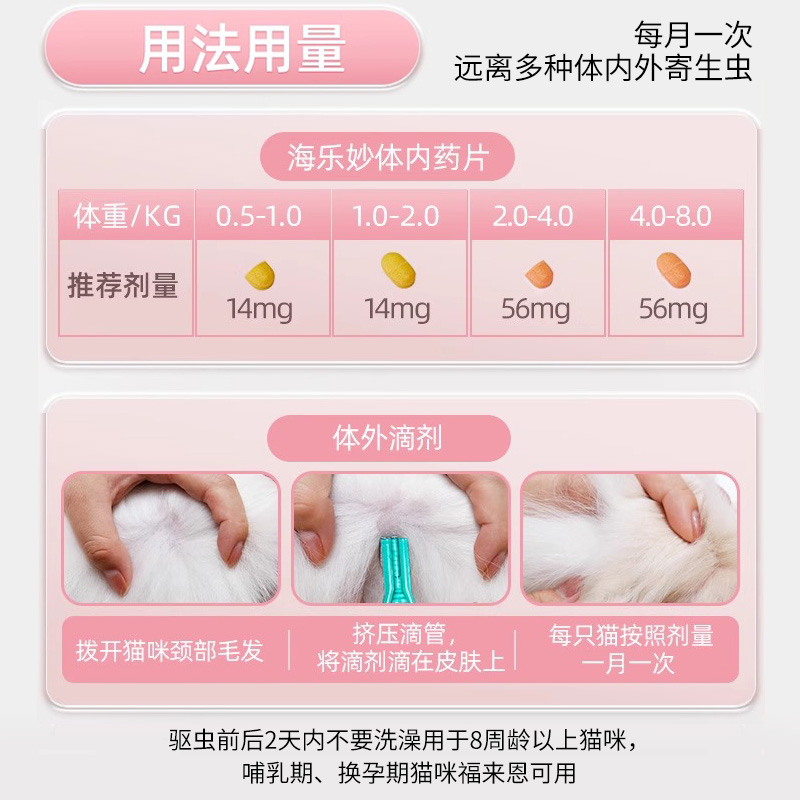 福来恩体外驱虫药猫咪海乐妙体内驱虫幼猫成猫体内外一体同除跳蚤 - 图1