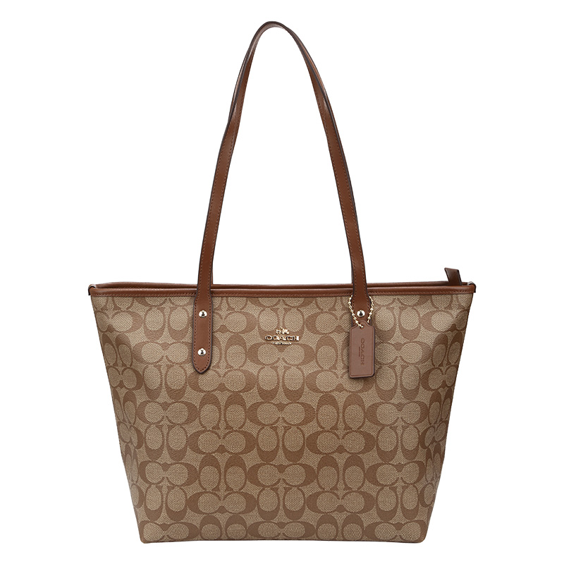 COACH/蔻馳女牛皮質pvc中號tote托特包女士單肩手提包58292/58846