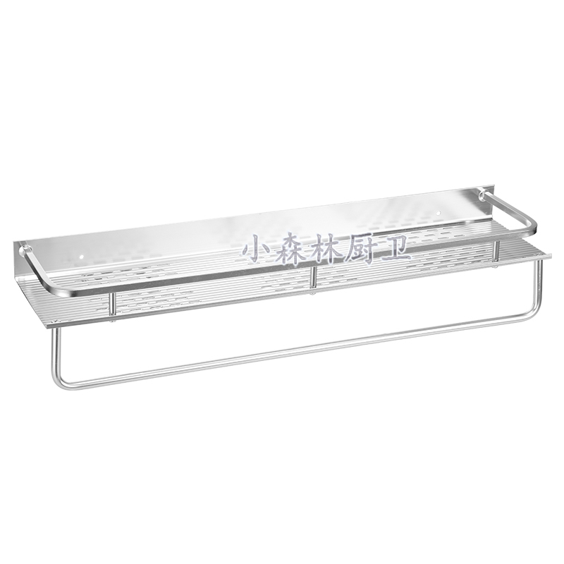 太空铝厨房置物架壁挂单层调味料收纳架免打孔浴室卫生间置物架 - 图3