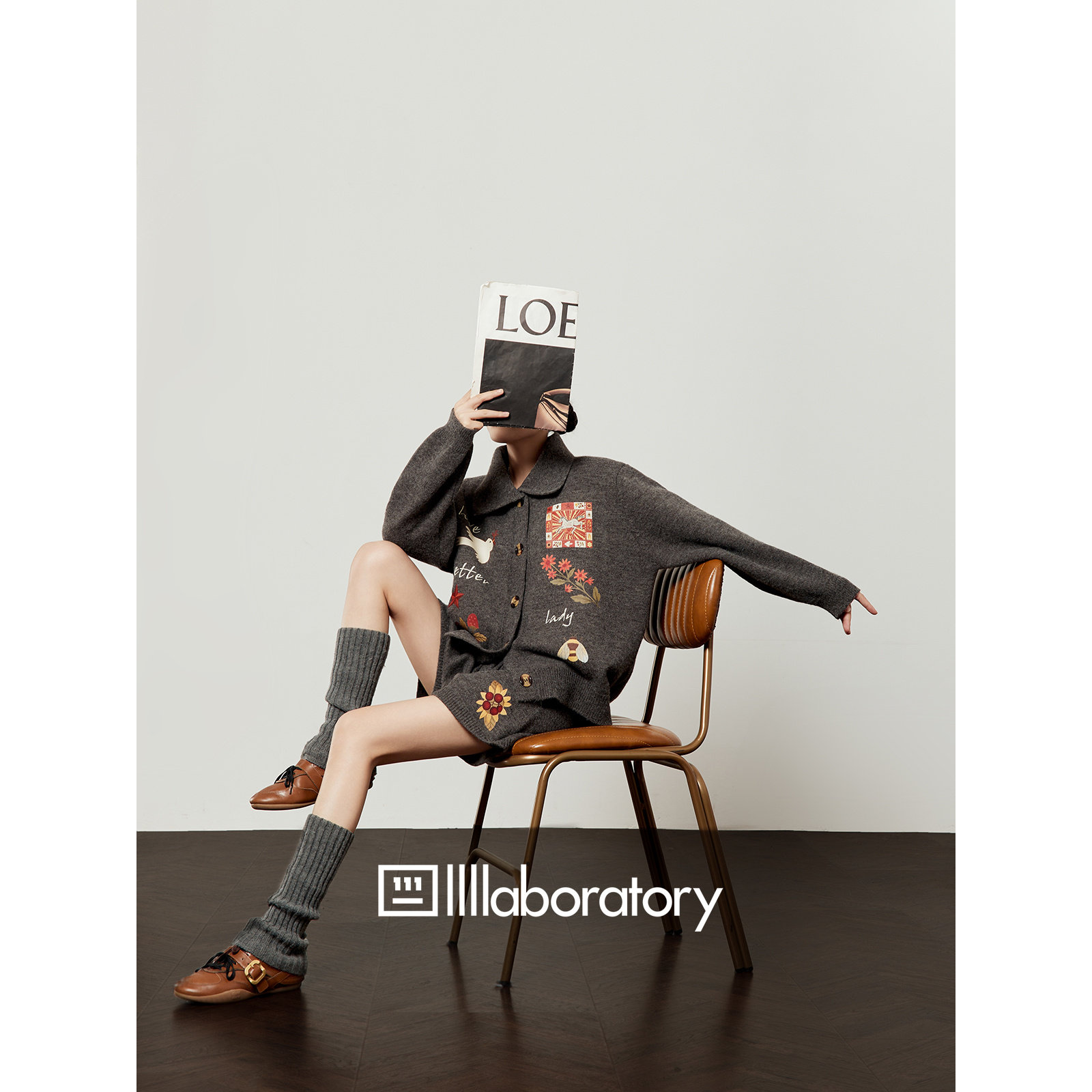 「周里物出品」灰色套装女2025秋季新款印花开衫/休闲短裤俩件套,淘宝优惠券,粉丝福利购,淘宝优惠卷