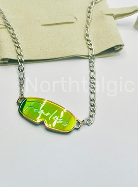 滑雪镜吊坠情侣款钛钢首饰男女护目极限运动配饰原创设计单板项链