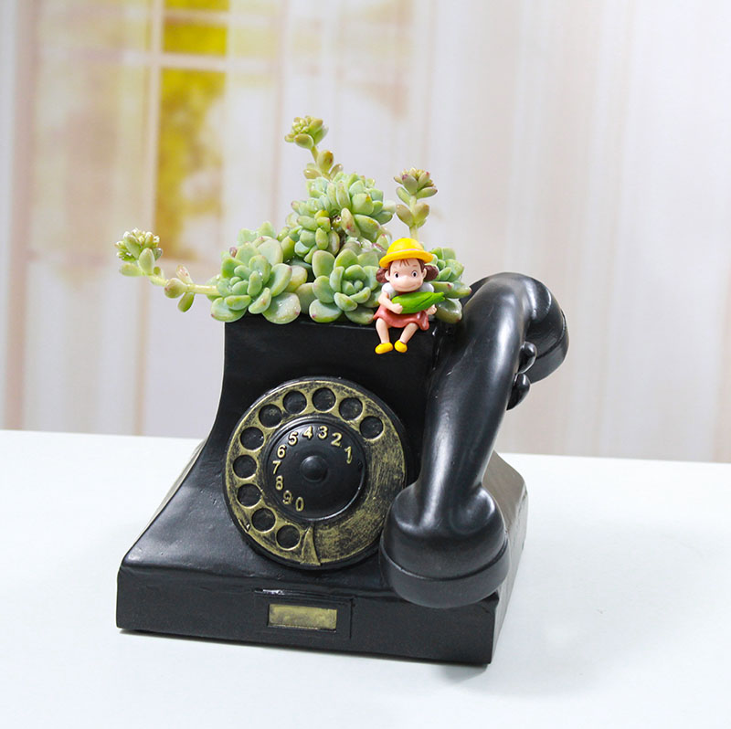 多肉创意花盆放客厅办公室盆栽礼物复古老式电话机摆件老物件新款