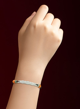 原创中国风手工编织天然A货翡翠莲藕手绳男女款手链佳偶天成