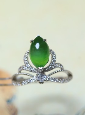 和田玉猫眼皇冠戒指