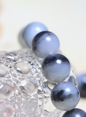 青花籽料手串黑白分明卡12