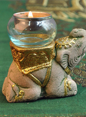 泰国小象烛台东南亚风桌面装饰