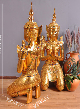 木雕迎宾泰式风门厅大堂工艺品