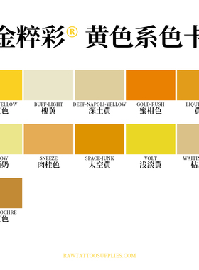RAW金粹彩纹身色料黄色系列墨水