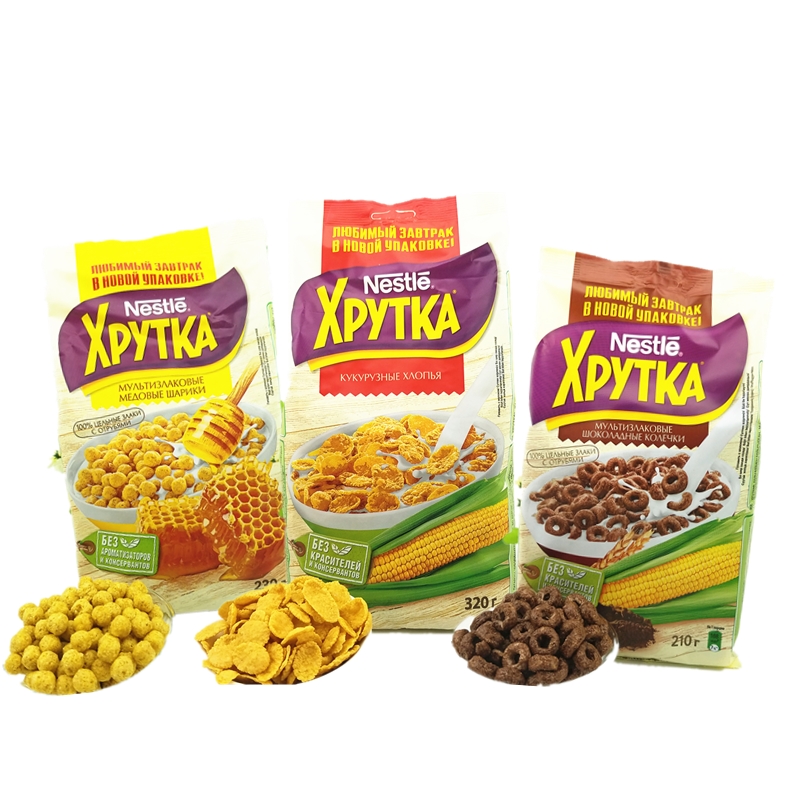 russia imports nestle corn flakes ready to eat cocoa cereal circles crispy wheat circles honey corn balls dry cereal
