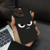 Japanese and Korean ins spoof eye expression suitable for 17promax will not hit the shell mobile phone case new iphone17pro bright black 14 frosted 13 couples 12 niche 15 anti-fall 16 silicone soft shell