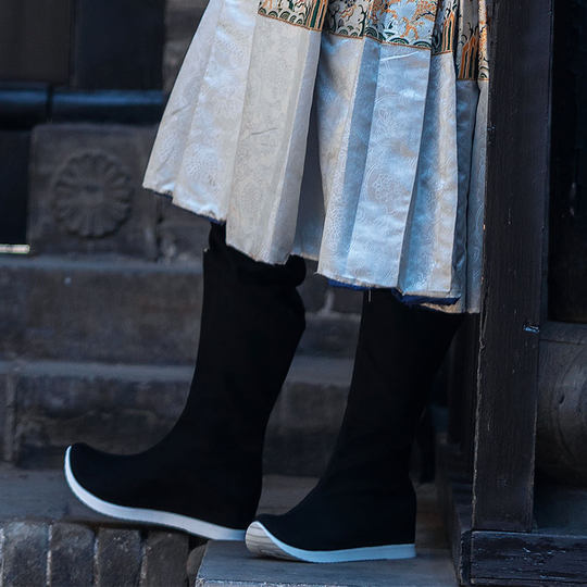 加绒古风汉服男鞋宋明制内增高古装厚底皂靴中式婚鞋飞鱼服朝靴子