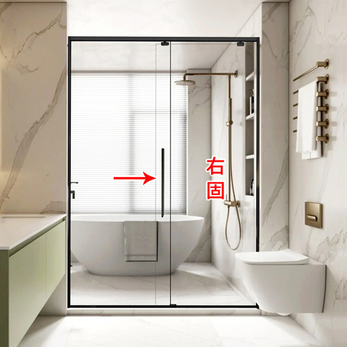 一字形干湿区分离浴室装修淋浴房钢化玻璃隔断推拉移门卫生间挡水 - 图1