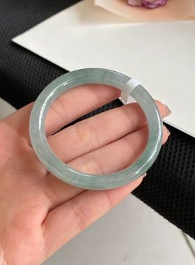 【带证书】缅甸天然翡翠手镯A货浅绿色细圆条手镯叮当镯美人条玉