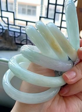 【一物一图】纯天然缅甸翡翠A货手镯细糯种水冰润玉石手镯圈口48-