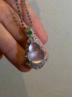 冰种葫芦翡翠吊坠缅甸天然a货正品白冰福禄玉石挂件玻璃种女18k金