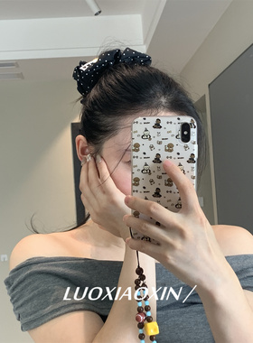 罗小辛法式复古波点黑色发圈少女